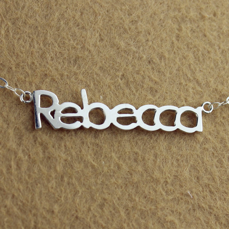 Rebecca Style Name Necklace Solid white gold Rebecca style personalised name necklace