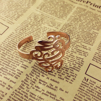 Monogram Cuff Bracelet Bangle Hand Writing Rose Gold Monogram Cuff Bracelet Bangle Hand Writing Rose Gold