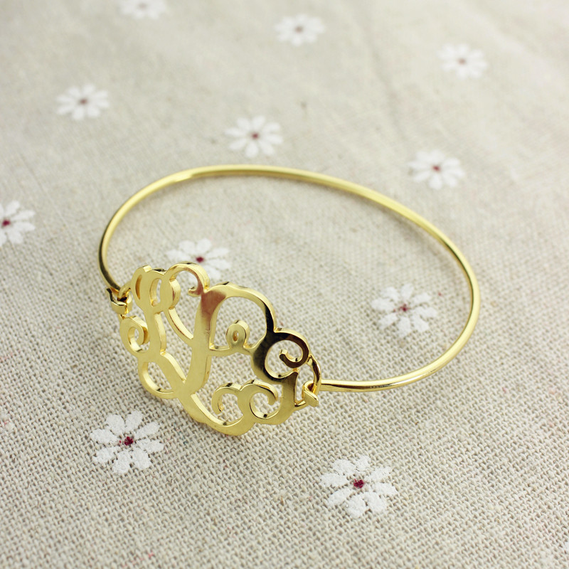 Monogram Initial Bracelet Detail Monogram initial bracelet detail image