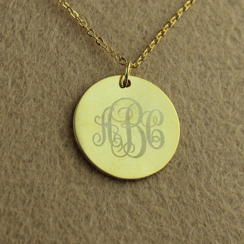 Vine font engraved monogram necklace gallery image