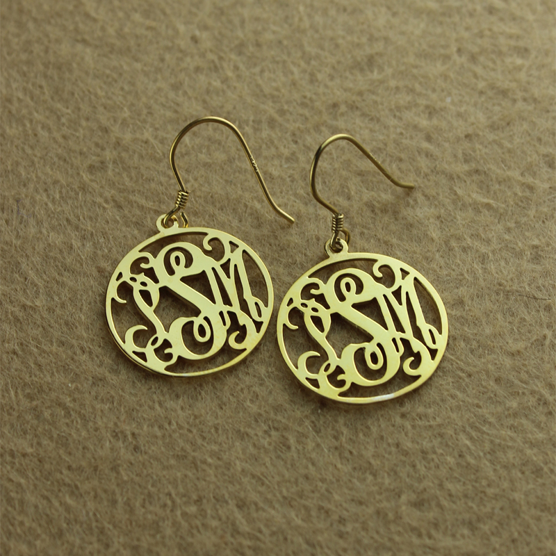 Circle Monogram Earring Detail Personalised circle monogram earring detail image