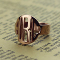 Personalised rose gold circle monogram ring view