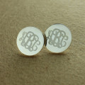 Personalised three-initial circle monogram earrings