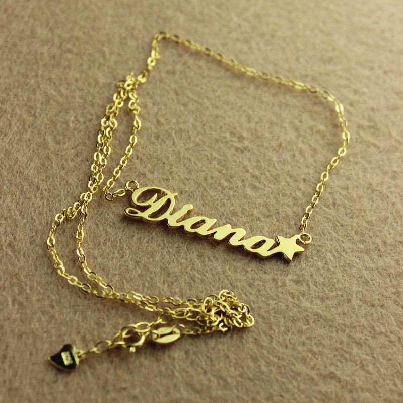 Carrie Style Personalised Name Necklace with Star Personalised Carrie style name necklace with a star