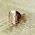 Solid Rose Gold Engraved Monogram Initial Ring Solid rose gold engraved monogram initial ring