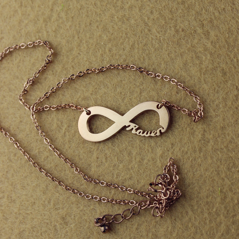 Infinity Name Necklace View 18ct solid rose gold infinity name necklace view
