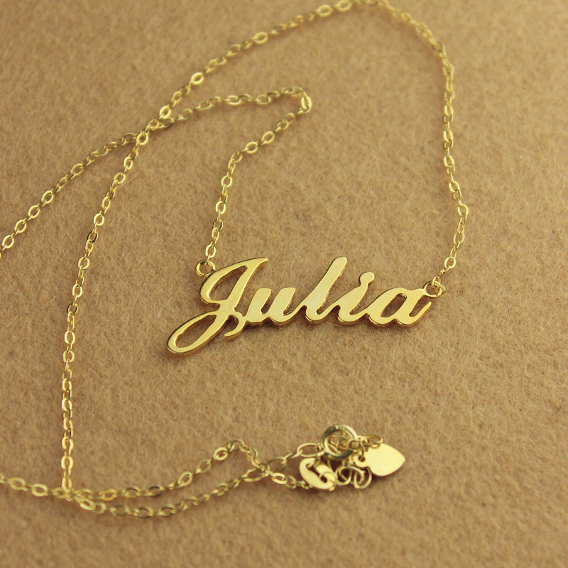 Personalised 18ct solid gold Julia style name necklace