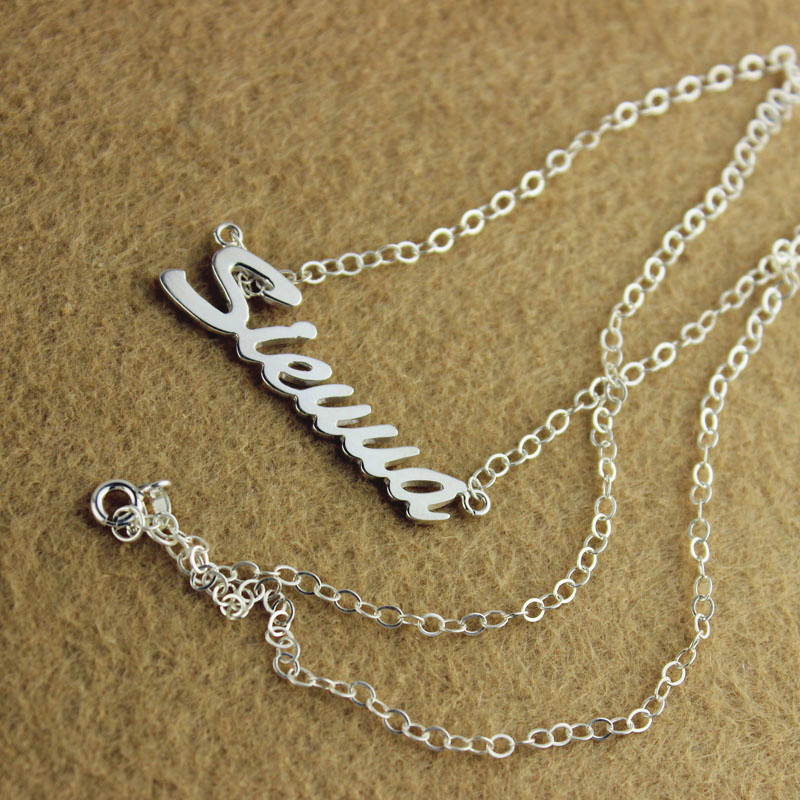 Solid white gold Sienna style name necklace product image