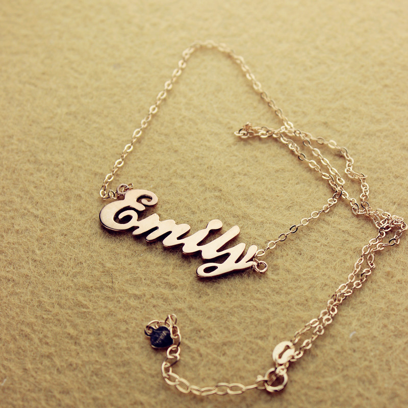 18ct Solid Rose Gold Cursive Name Necklace 18ct solid rose gold cursive name necklace