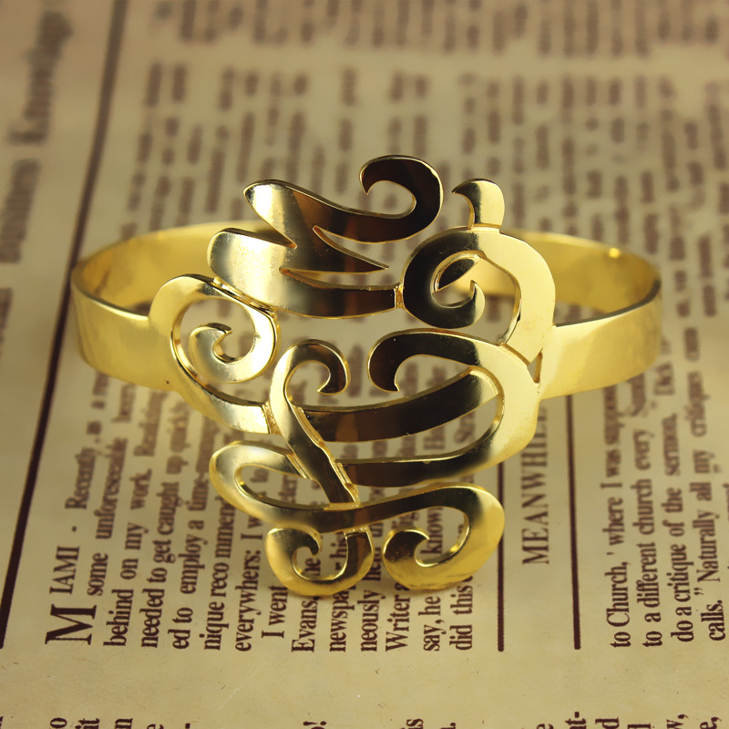 Monogram Cuff Bracelet Detail Handwritten monogram cuff bracelet detail image