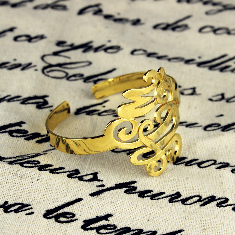 Monogram Cuff Bracelet View Handwritten monogram cuff bracelet product view