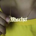 Personalised name necklace in Old English-style script
