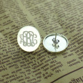 Engraved circle monogram earrings product view