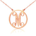 18ct Rose Gold Single Initial Circle Monogram Necklace 18ct solid rose gold single initial circle monogram necklace