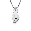 Tiny cat necklace with an engraved capital initial