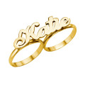 Two Finger Name Ring in Solid 18ct Gold Handcrafted two finger personalised name ring in 18 ct gold