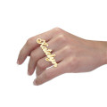 Two Finger Name Ring in Solid 18ct Gold Two finger personalised name ring in 18 ct gold