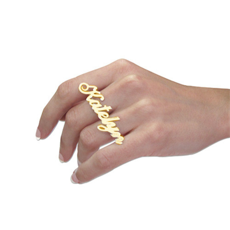 Two Finger Name Ring in Solid 18ct Gold Two finger personalised name ring in 18 ct gold