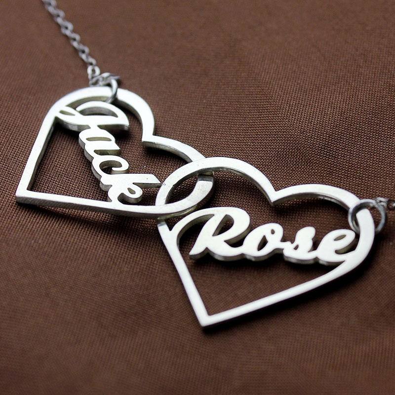 Two-heart personalised name necklace product image
