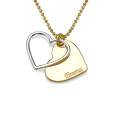 Personalised two tone heart necklace for couples