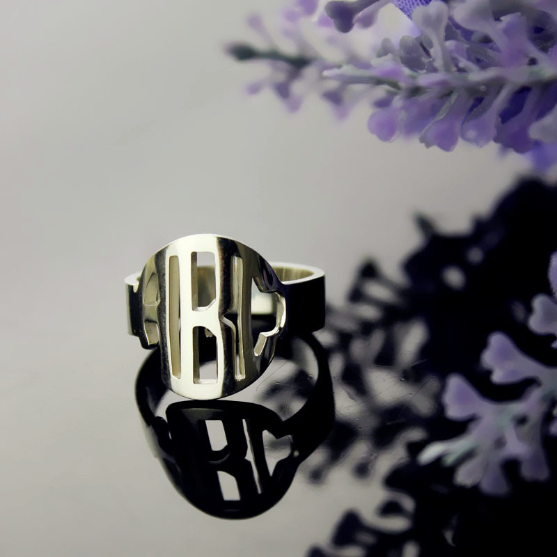 White gold block monogram ring product view