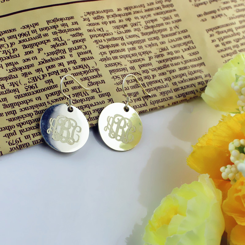 White gold monogram earrings product view