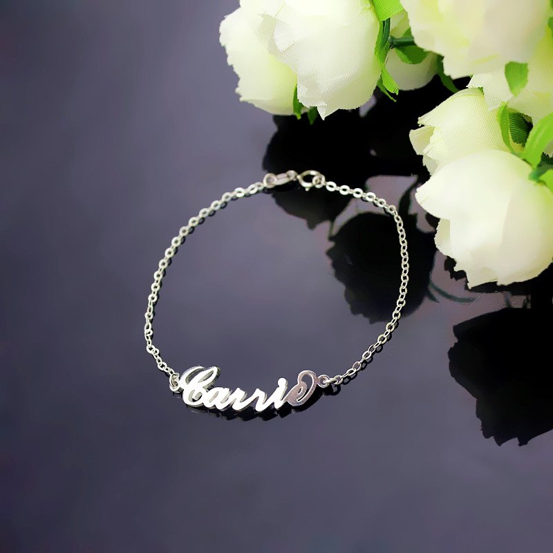 White Gold Name Bracelet White gold personalised name bracelet