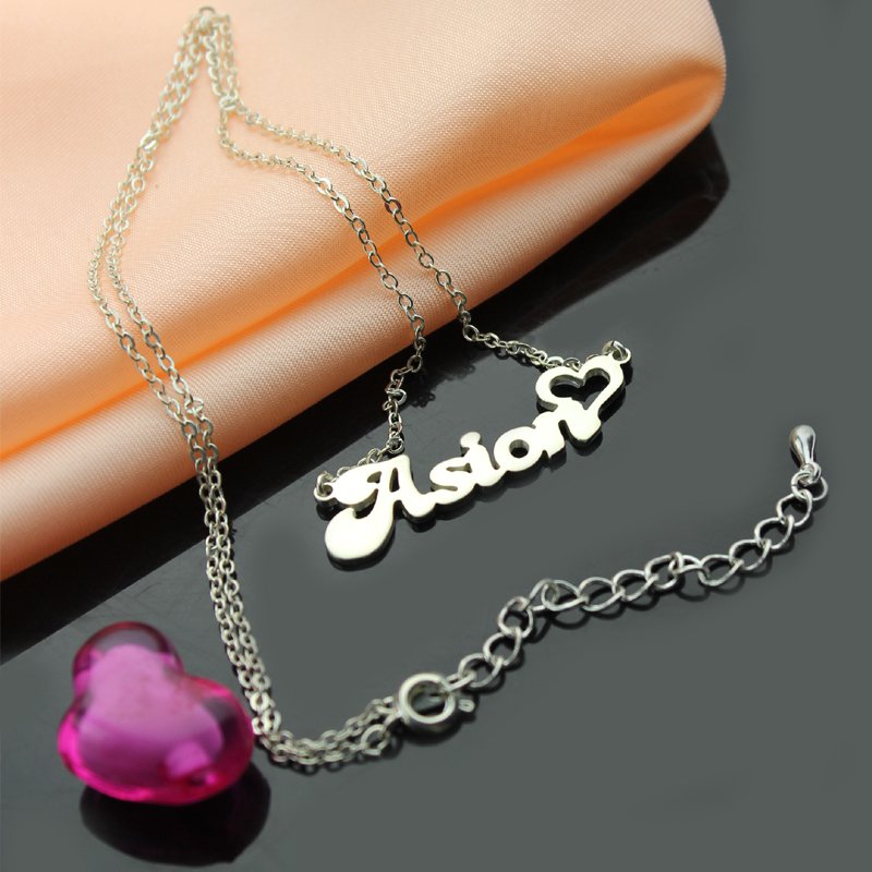White gold nameplate necklace