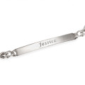 Women's personalised sterling silver ID name bracelet with Figaro chain