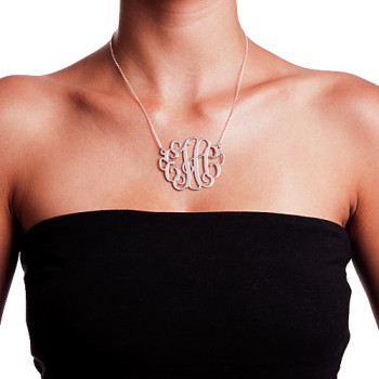 2 Inch Silver Large Monogrammed Necklace 2 Inch Silver Large Monogrammed Necklace