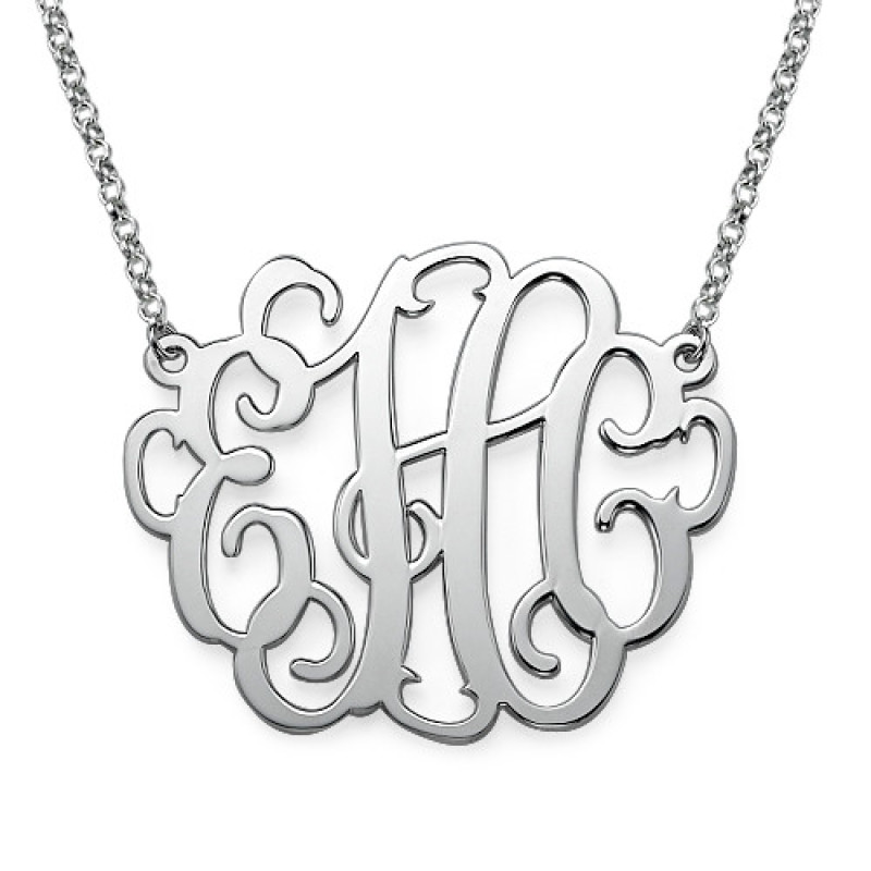 Large Sterling Silver Monogram Necklace Large sterling silver monogram necklace with personalised initials