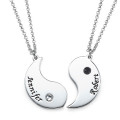 Engraved Yin Yang necklace for couples with two-piece pendant