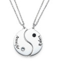 Engraved Yin Yang necklace for couples with two-piece pendant