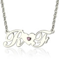 Sterling silver double initials necklace with heart pendant