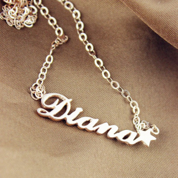 Rose Gold Plated Sex and The City Name Neckalce With Star Rose Gold Plated Sex and The City Name Neckalce With Star