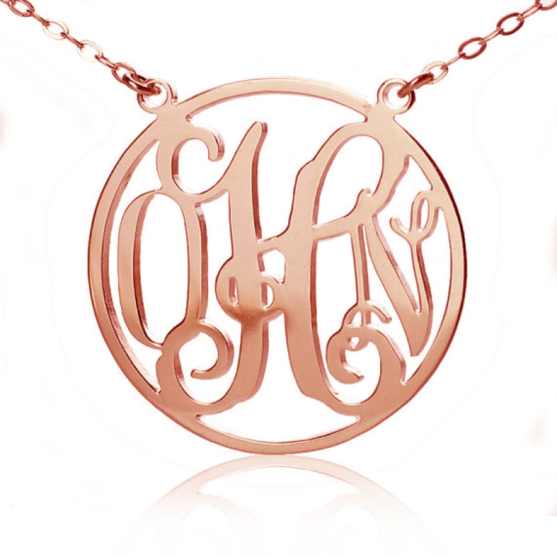 18ct Rose Gold Circle Initial Monogram Necklace 18ct solid rose gold circle initial monogram necklace