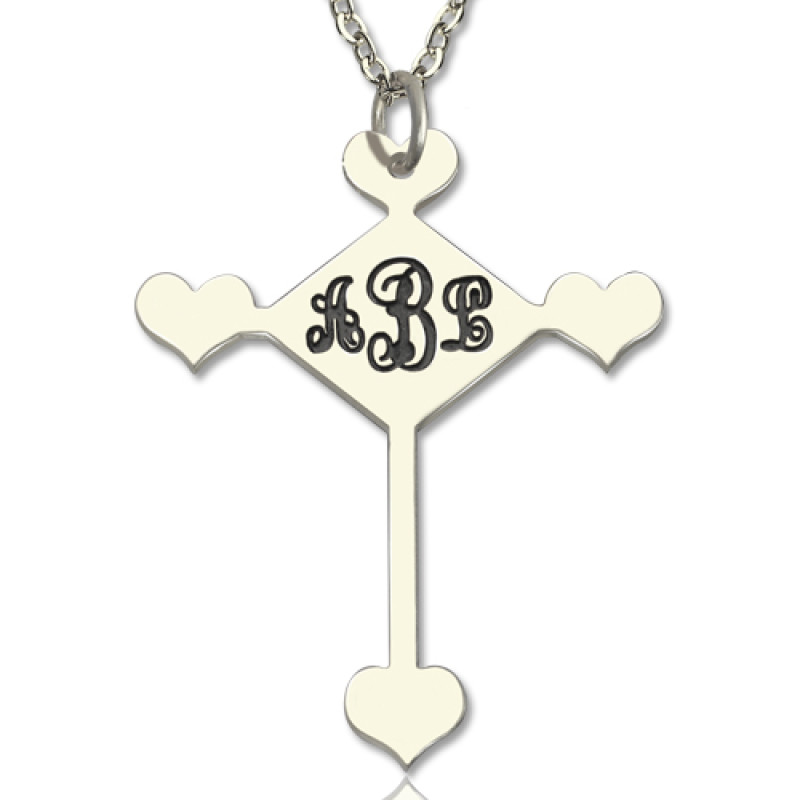 Sterling Silver Cross Monogram Necklace Sterling silver cross monogram necklace