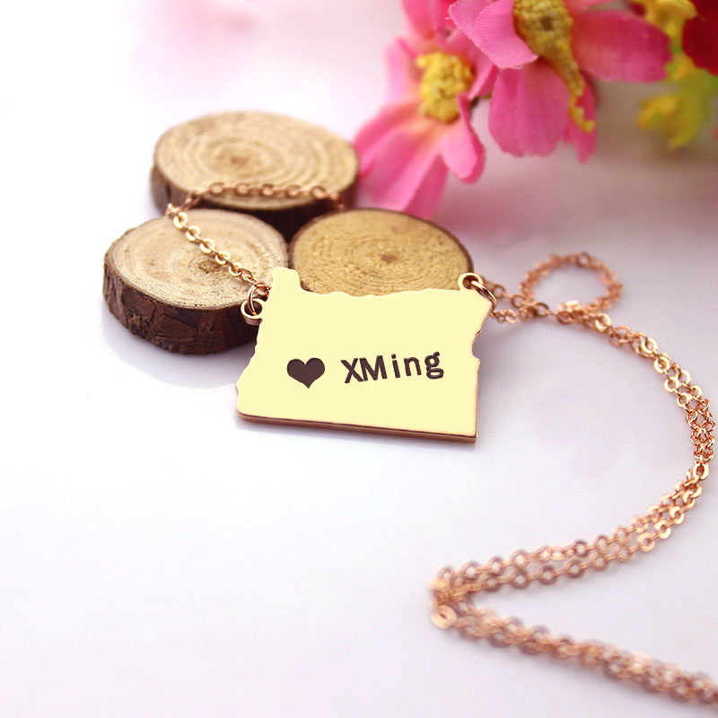 Custom state map name necklace product image