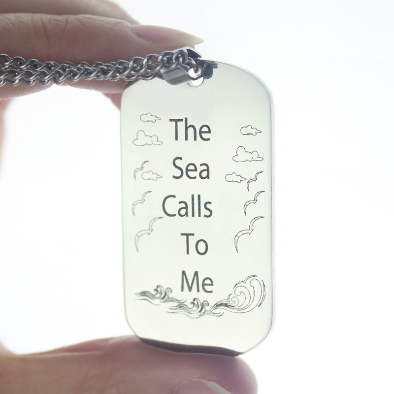 Gallery image of men's ocean theme dog tag name necklace
