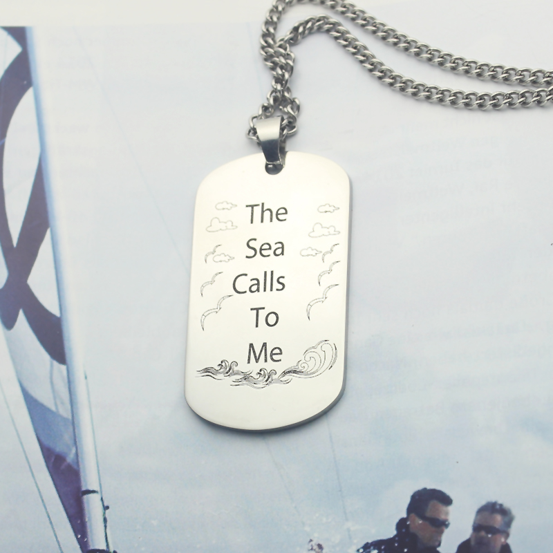 Gallery image of men's ocean theme dog tag name necklace