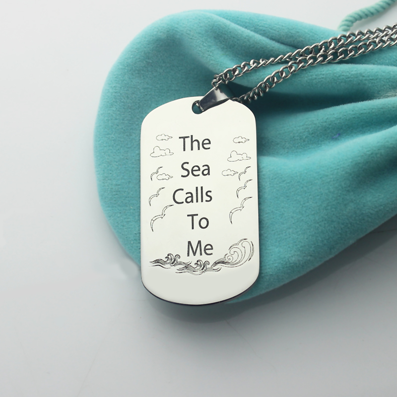 Gallery image of men's ocean theme dog tag name necklace