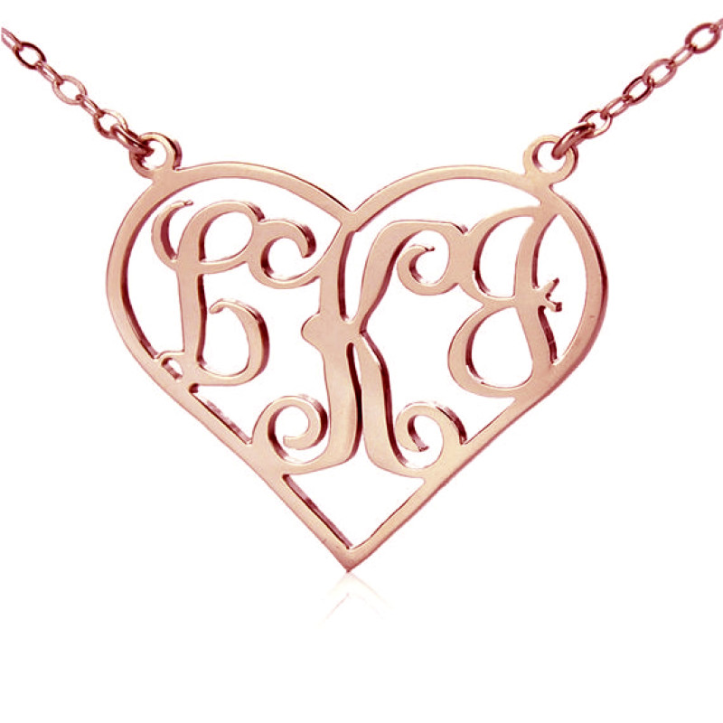 Personalised heart initial monogram necklace