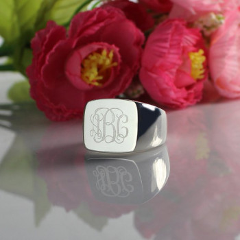Engraved Square Designs Monogram Ring Sterling Silver Engraved Square Designs Monogram Ring Sterling Silver