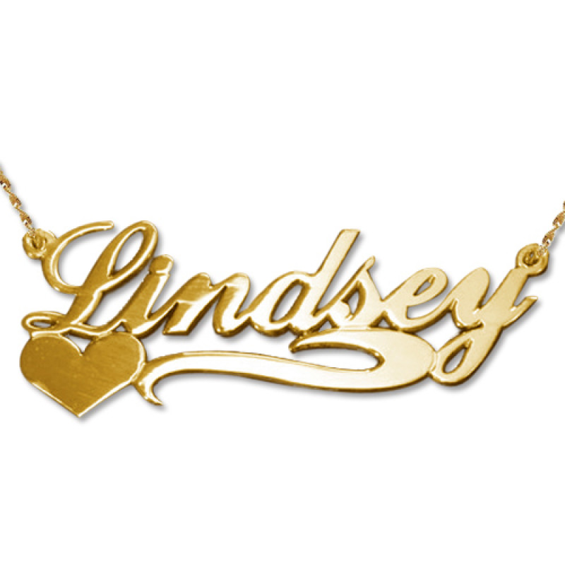 Side Heart 18ct Gold Name Necklace Side Heart 18ct Gold Name Necklace