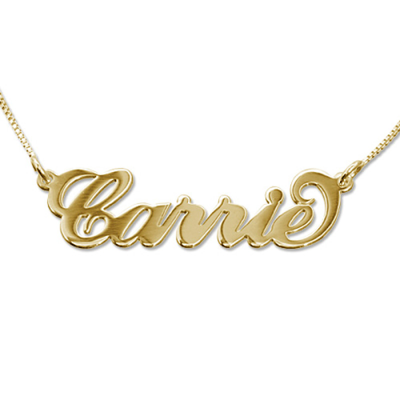 18ct Gold Carrie Name Necklace 18ct gold double thickness Carrie personalised name necklace