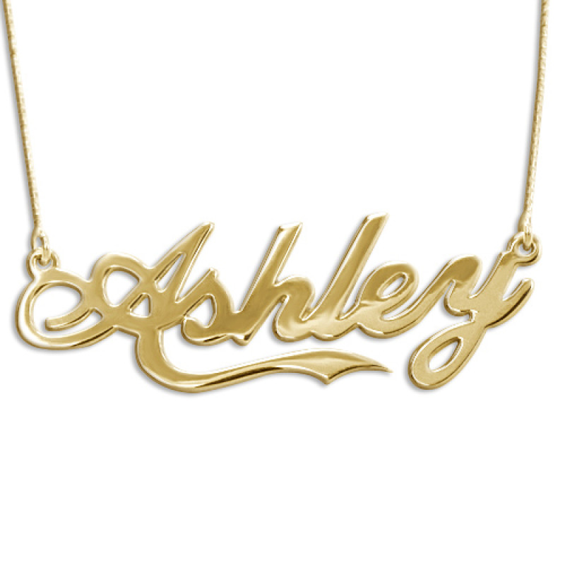 Personalised 18ct gold plated Sterling Silver Coca Cola font name pendant