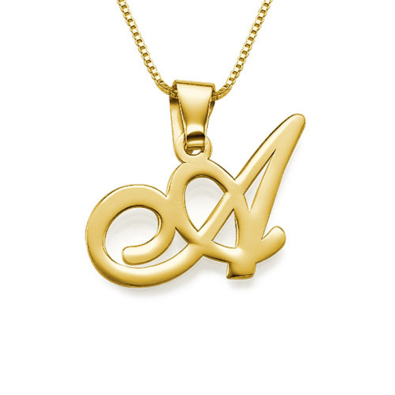 18ct Gold Capital Initial Pendant 18ct gold capital letter initial pendant with chain