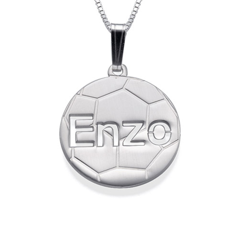 Personalised Sterling Silver Football Name Necklace Personalised sterling silver football name necklace pendant