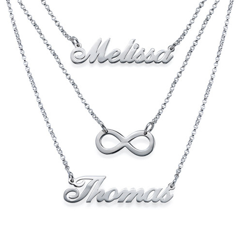 Layered personalised name necklace in sterling silver