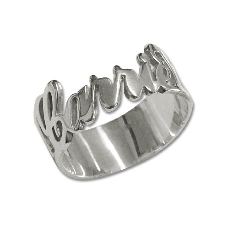 Personalised Silver Cut Out Ring Personalised silver cut out name ring